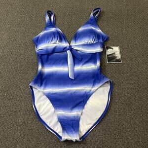 Island World Apparel Swim Suit Womens Size Medium One Piece Blue Striped